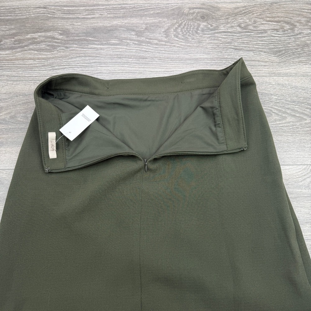 Ann Taylor LOFT Faux Wrap Skirt Womens 6 Olive Green Military Button Front Mini - Picture 11 of 14